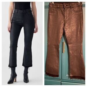 DL1961 Lara Coated Cropped Bootcut Jean with Raw Frayed Hem sz 26